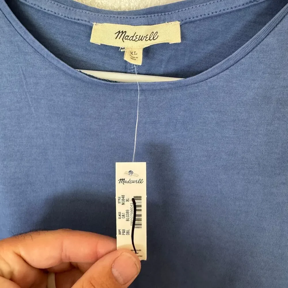 Madewell Essential Slim Tee WMNS XL Delphinium Blue Lightweight Cotton Crewneck
